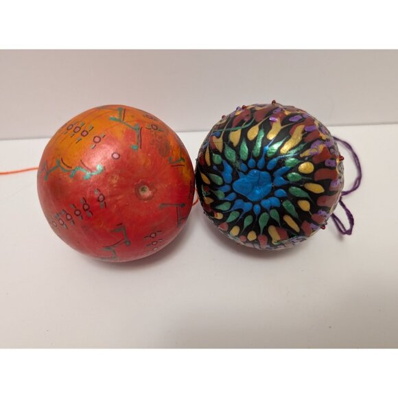 Hand-Painted Decorative Gourd Ornaments With Multicolor Patterns Hanging Strings - Picture 5 of 6